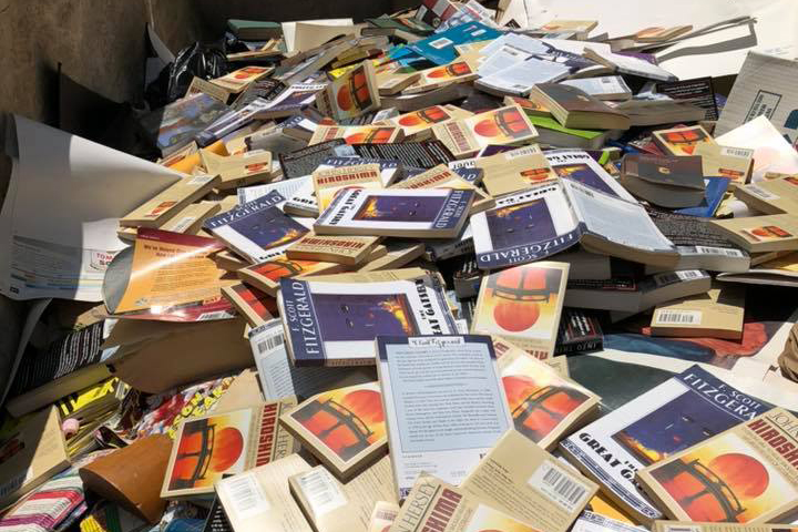 Books in dumpster