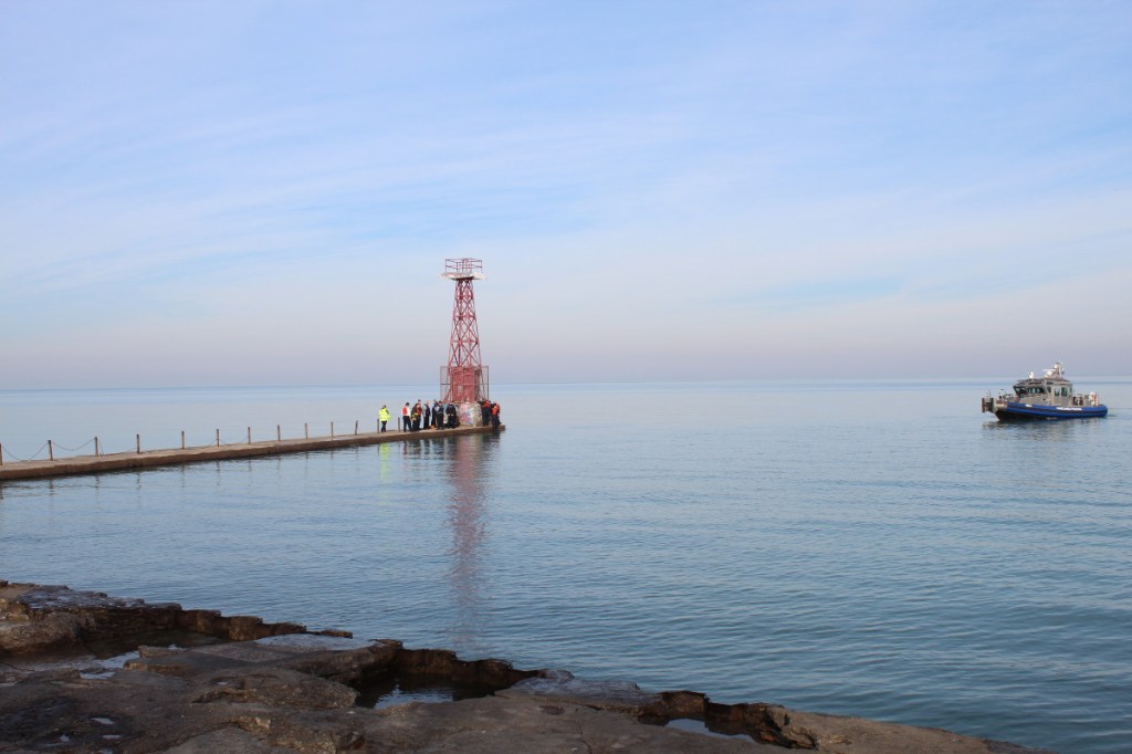 A man is rescued after jumping into Lake Michigan on Monday, Dec. 23.
