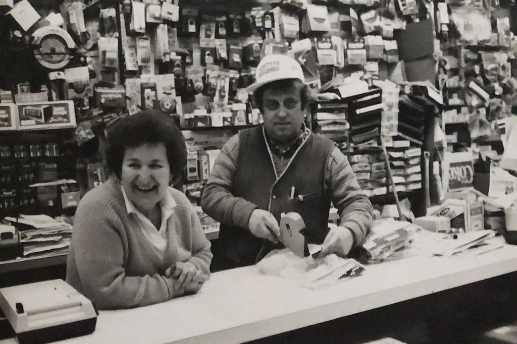 Aurelia and Cornel "Junior" Ladan at Cas Hardware in 1985 [Courtesy Ladan family]