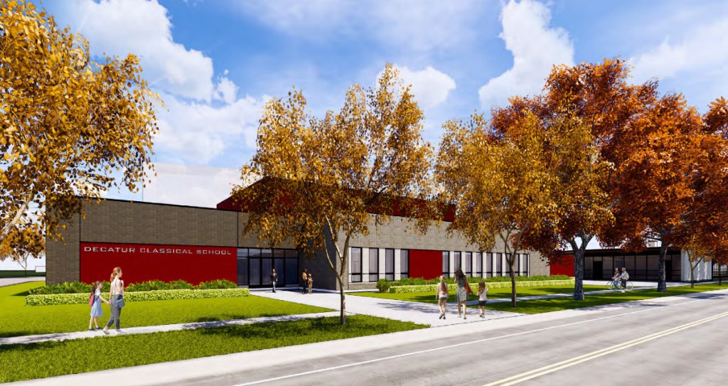 Renderings of the annex at Decatur Classical School. [Courtesy Public Building Commission]