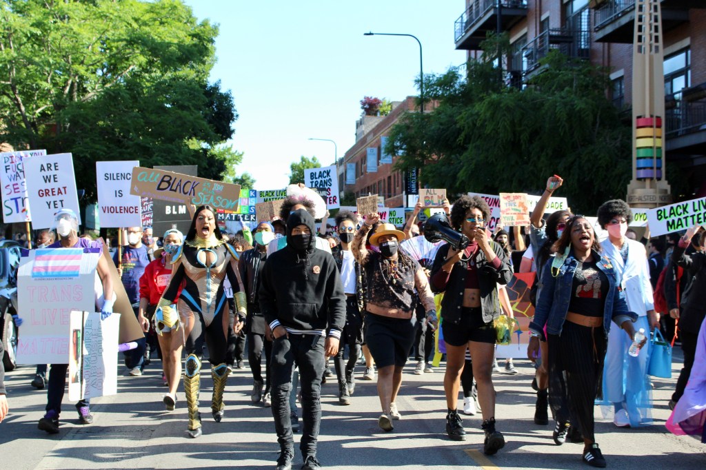 Several Black drag queens, kings and activists lead Sunday's Drag March for Change. | Jake Wittich/Block Club Chicago