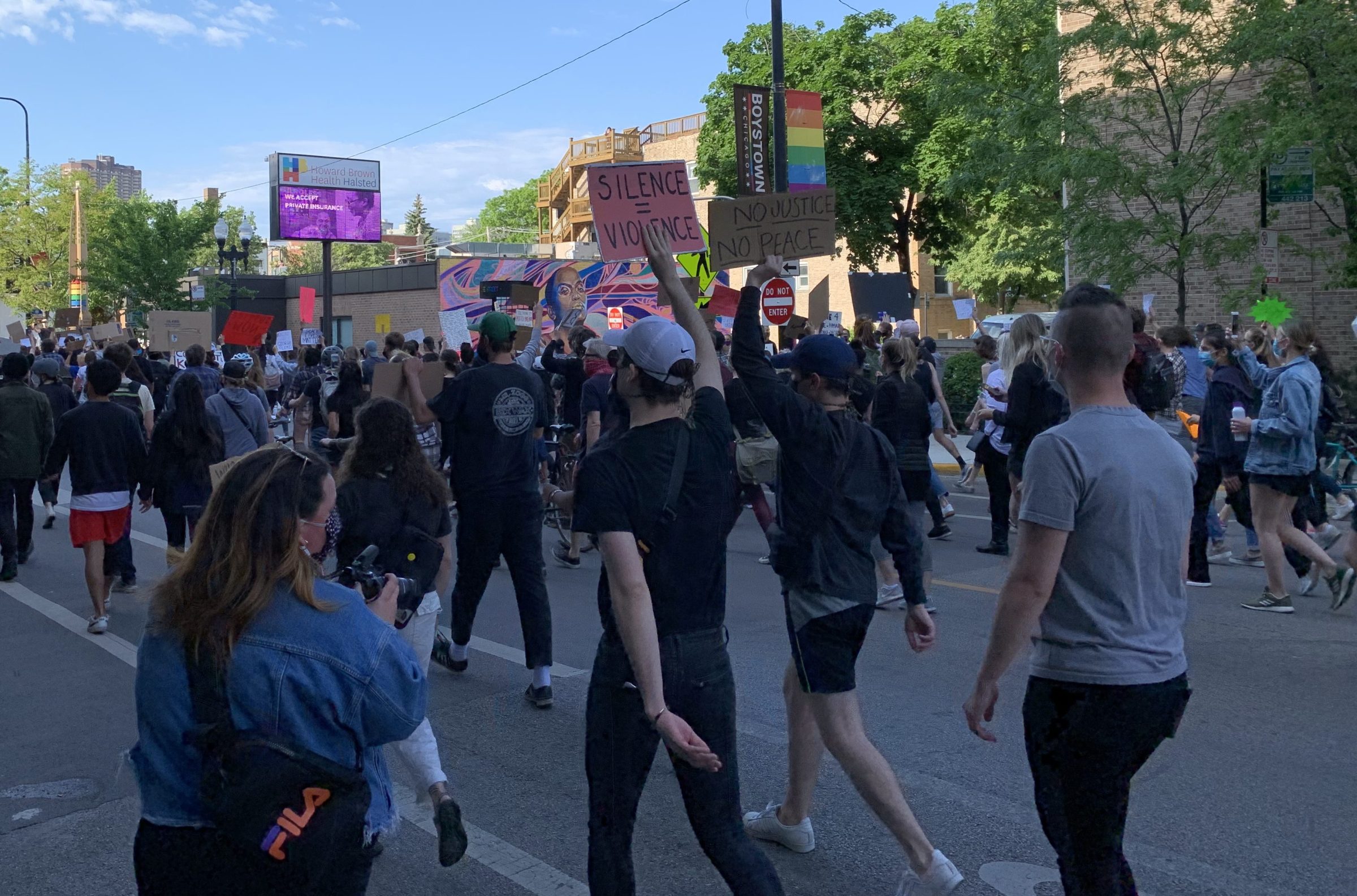 Protesters marched through Boystown on Monday, June 1, 2020, to protest police brutality against Black people.