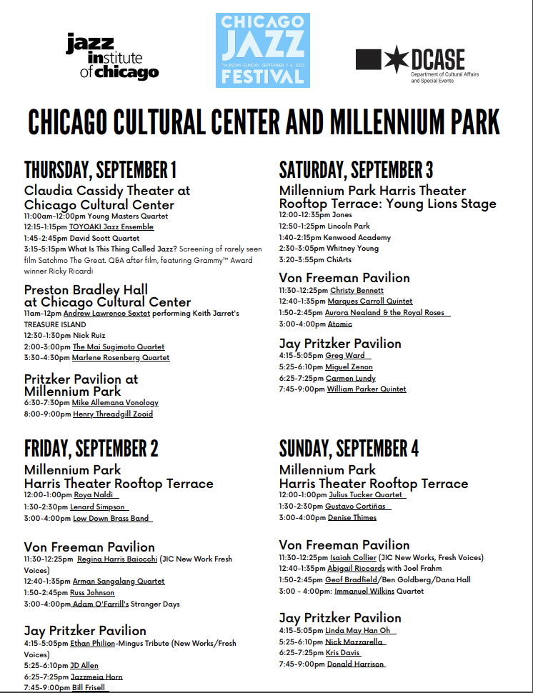 Chicago Jazz Festival Returns This Week To Millennium Park And Chicago